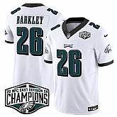 Men's Philadelphia Eagles #26 Saquon Barkley White 2024 NFC East Champions F.U.S.E. Vapor Untouchable Limited Stitched Jersey,baseball caps,new era cap wholesale,wholesale hats
